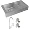 Elkay 18 Gauge SS 35-7/8" x 20-1/4" x 9" 60/40 Dbl Bowl Farmhouse Sink and Faucet Kit with Drain ECTRUF32179RFCC - alternate 1